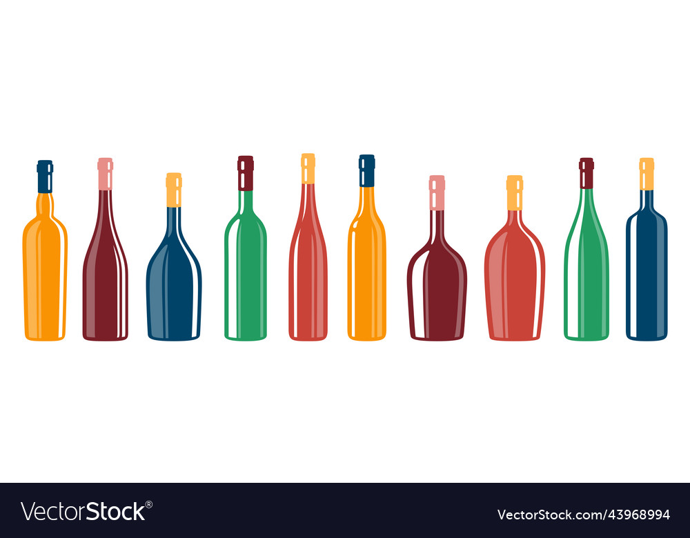 Wine bottle different shapes set various types vector image Wine bottle different shapes set various types