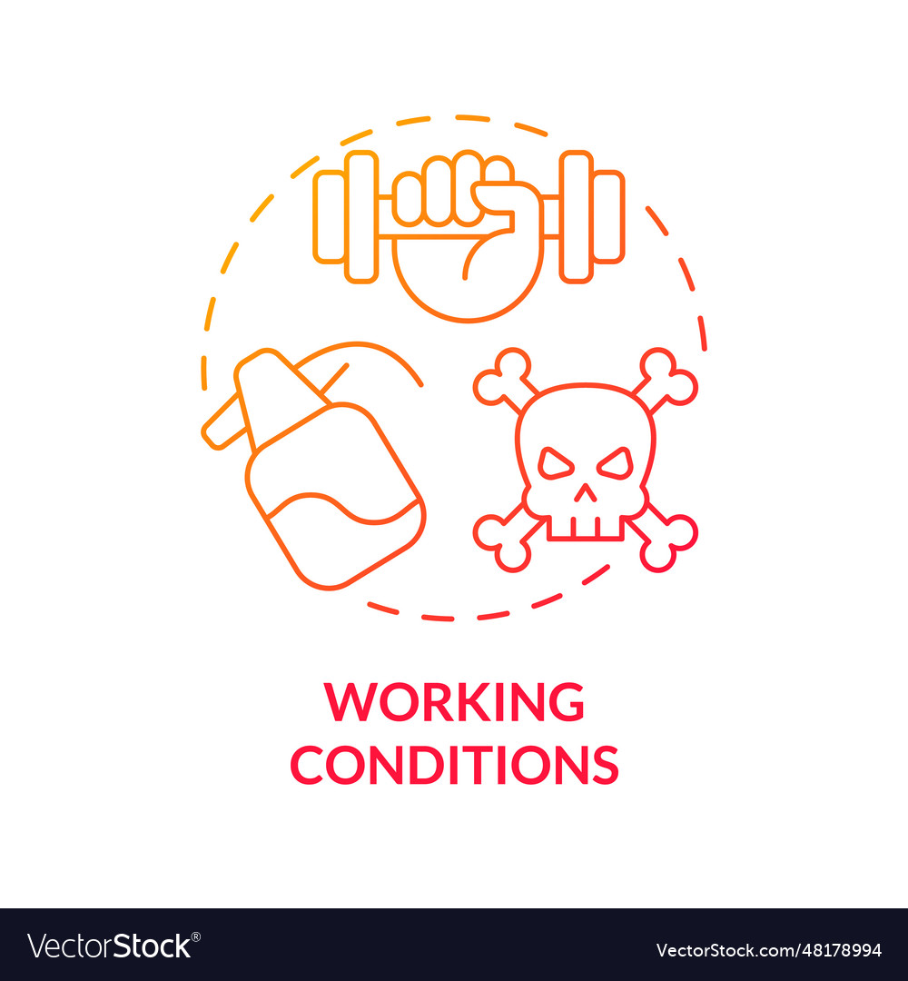 Working conditions red gradient concept icon