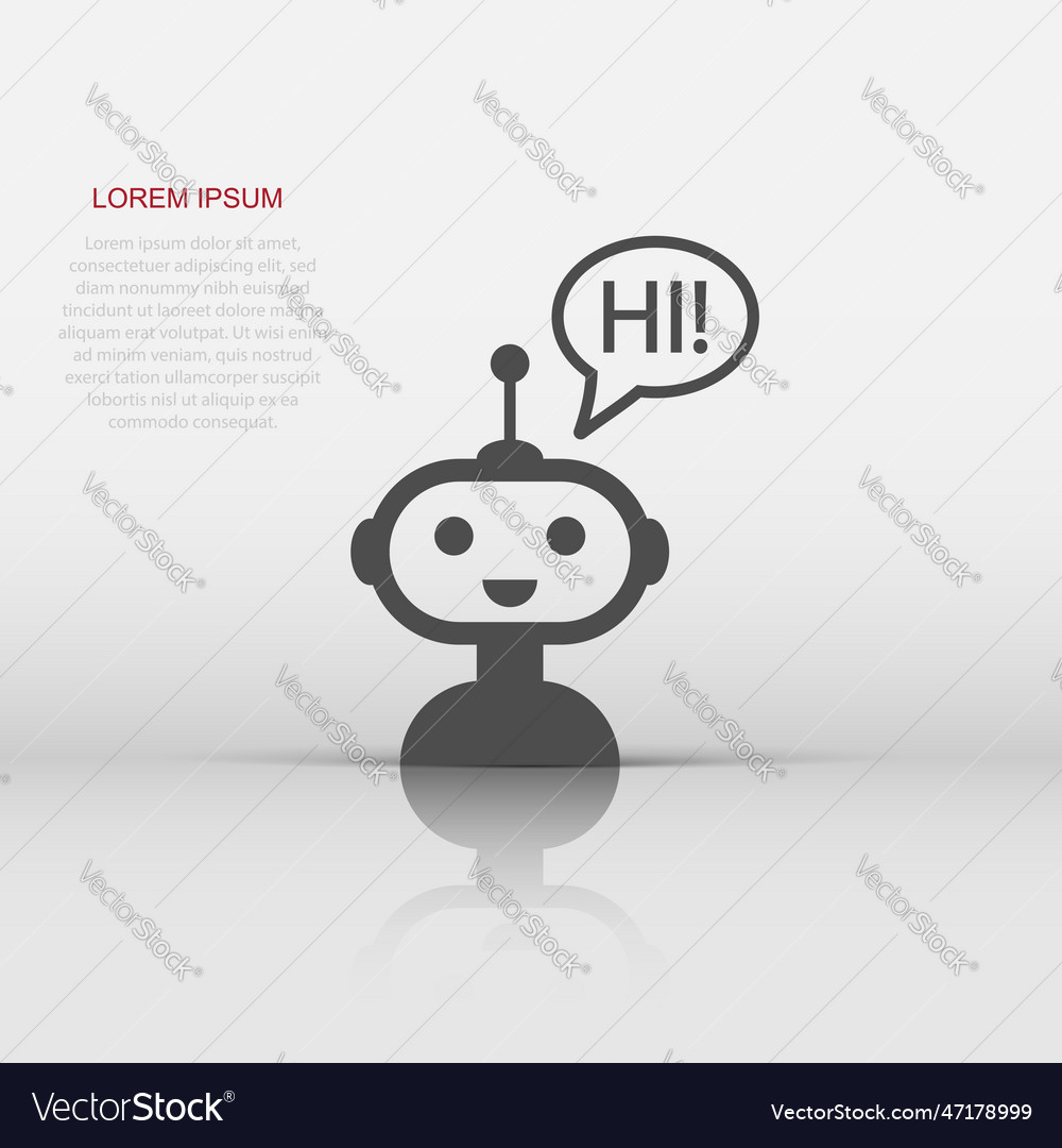 Cute robot chatbot icon in flat style bot vector image Cute robot chatbot icon in flat style bot