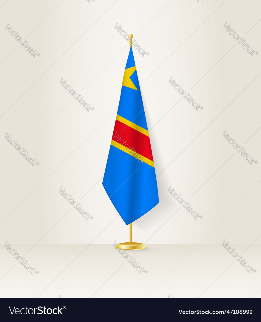 Dr congo flag on a flag stand Royalty Free Vector Image