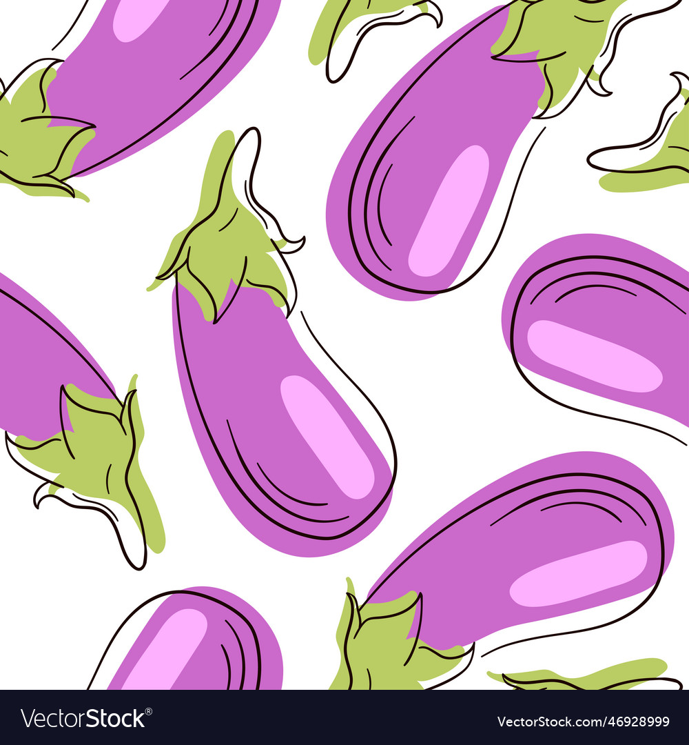 Eggplant flat style pattern seamless pattern Vector Image