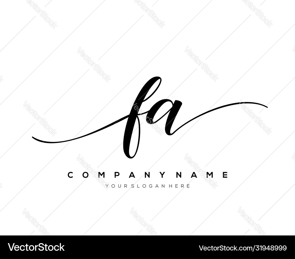 Fa initial letter handwriting logo hand drawn Vector Image