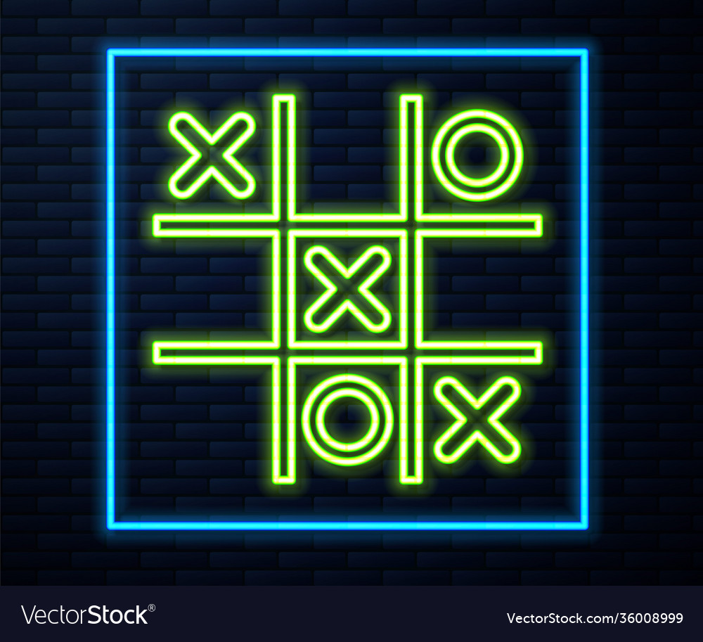 Glowing neon line tic tac toe game icon isolated Vector Image