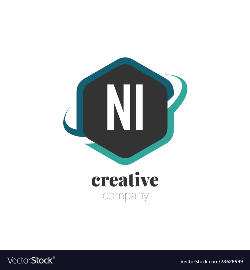 Initial letter ni creative hexagonal design logo