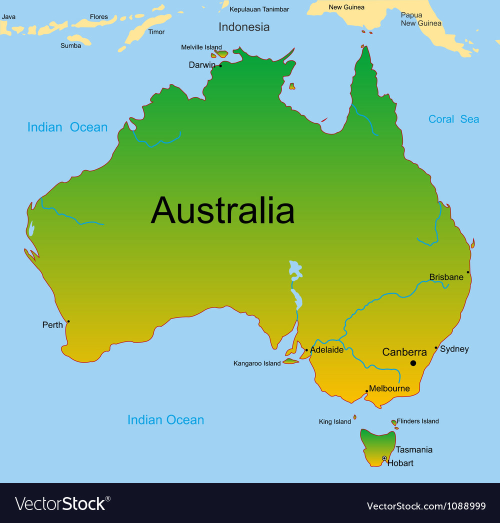 Map of australian continent Royalty Free Vector Image