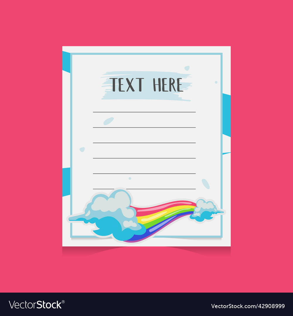 Note paper template rainbow sticker decoration