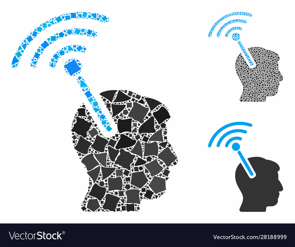 Radio neural interface mosaic icon bumpy pieces vector image Radio neural interface mosaic icon bumpy pieces