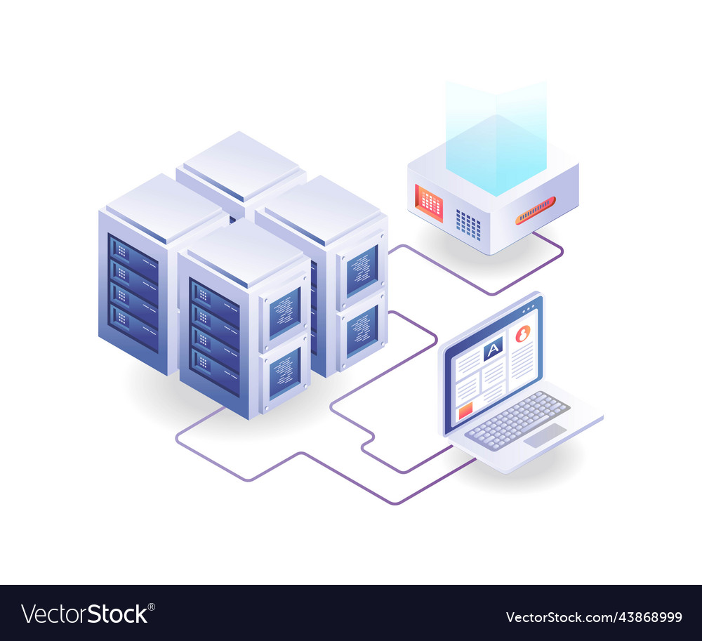 Server computer garden network isometric