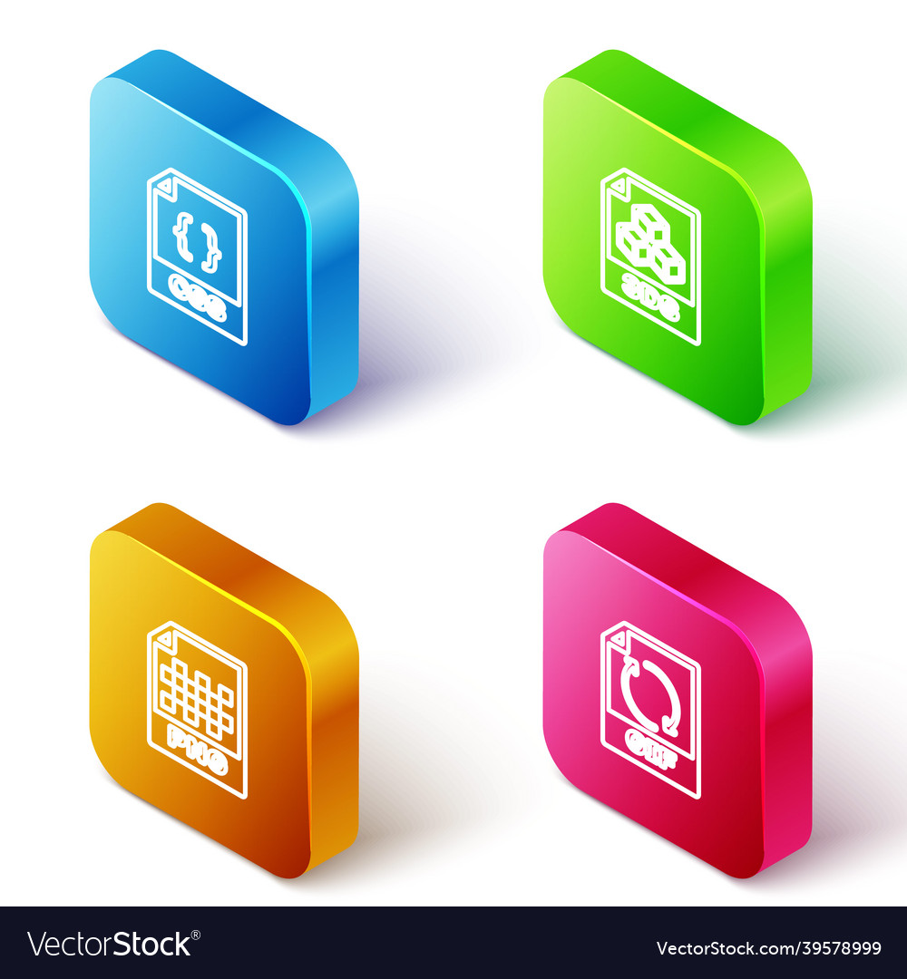Set isometric line css file document 3ds png Vector Image Set isometric line css file document 3ds png