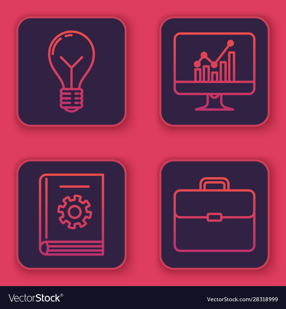 Set line light bulb with concept idea user vector image Set line light bulb with concept idea user