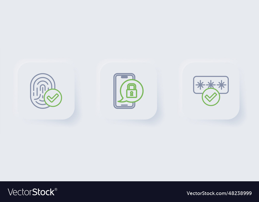 Set line password protection mobile with closed Vector Image Set line password protection mobile with closed