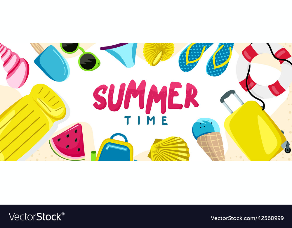 Summer background website header colorful vector image Summer background website header colorful