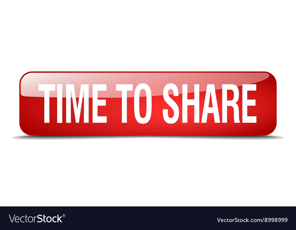 Time to share red square 3d realistic isolated web