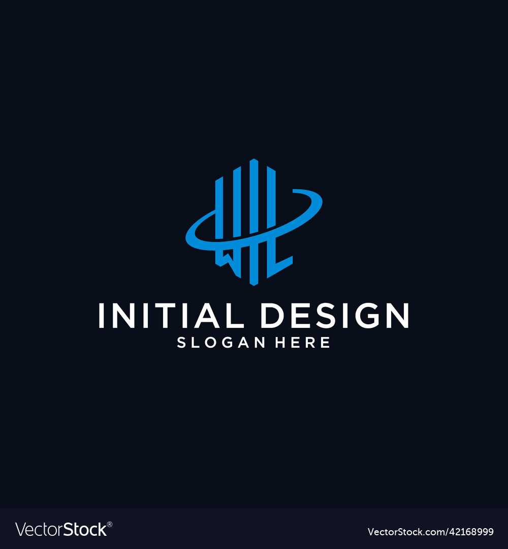 Wl initial monogram logo with hexagonal shape