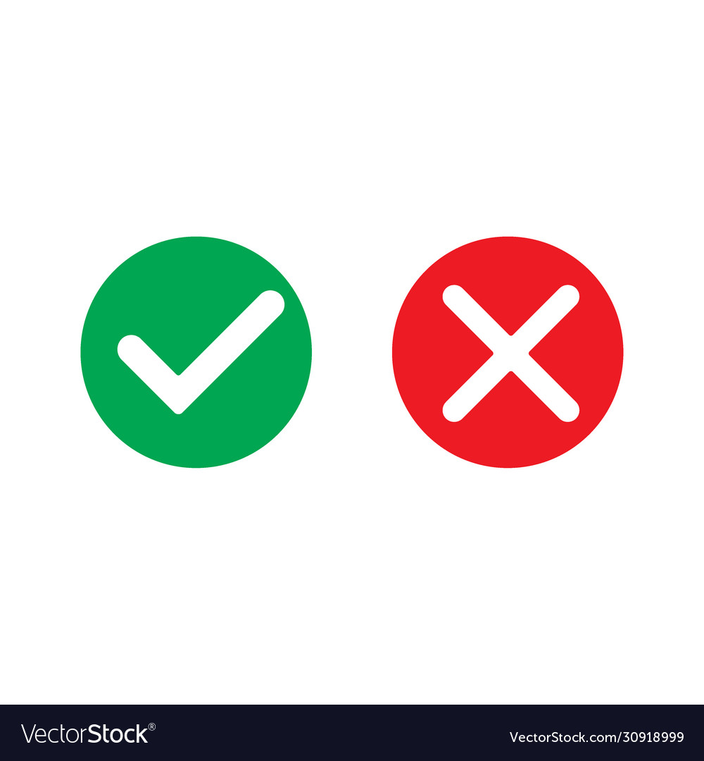 Yes and no mark icon web design element vector image Yes and no mark icon web design element