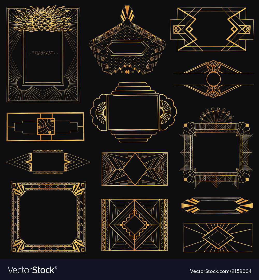 Art deco vintage frames and design elements Vector Image