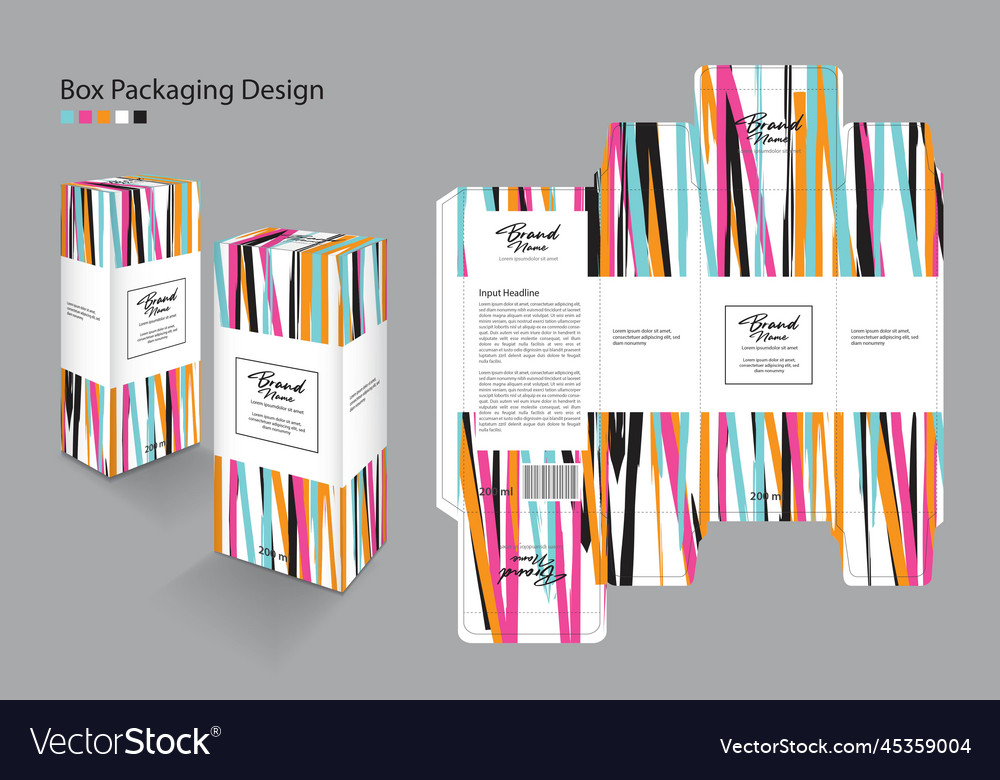 Box packaging design template for cosmetic