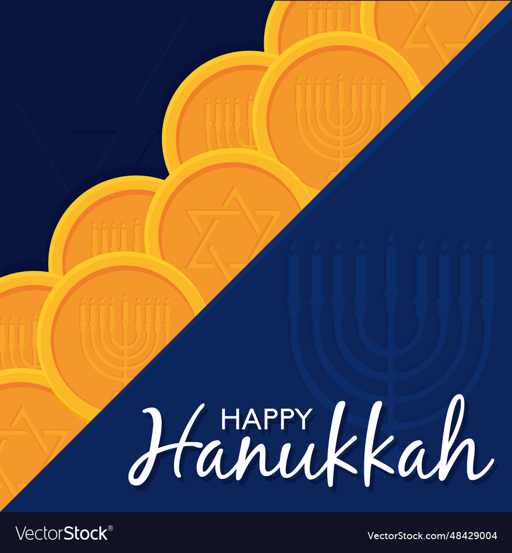 Colored happy hanukkah template with sufganiyot