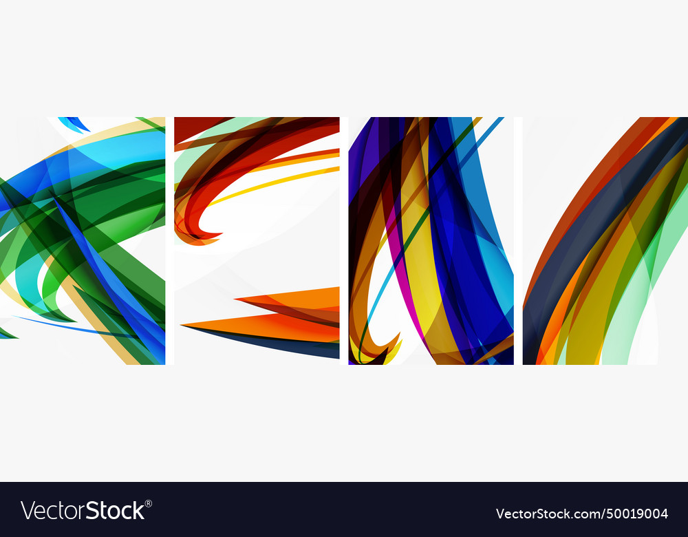 Colorful wave lines poster set for wallpaper Vector Image