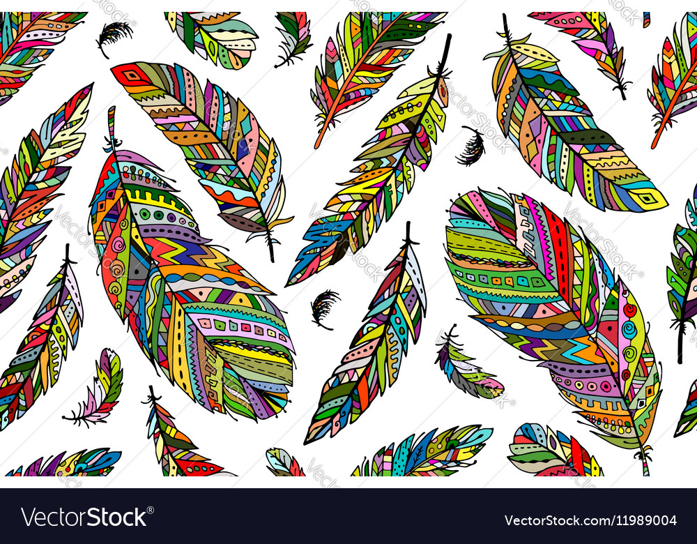 Feather seamless pattern for your design