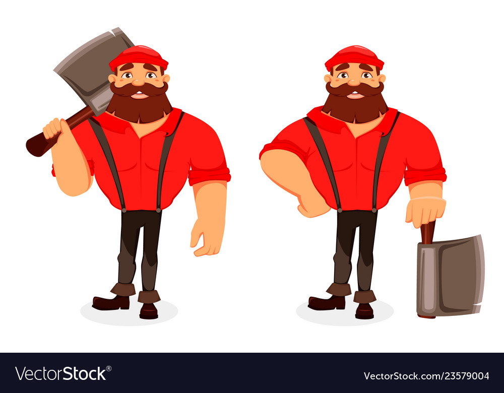 Lumberjack handsome logger cartoon character