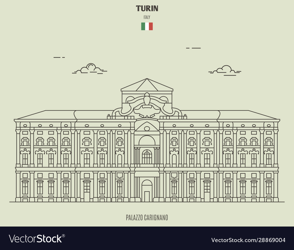 Palazzo carignano in turin italy Royalty Free Vector Image