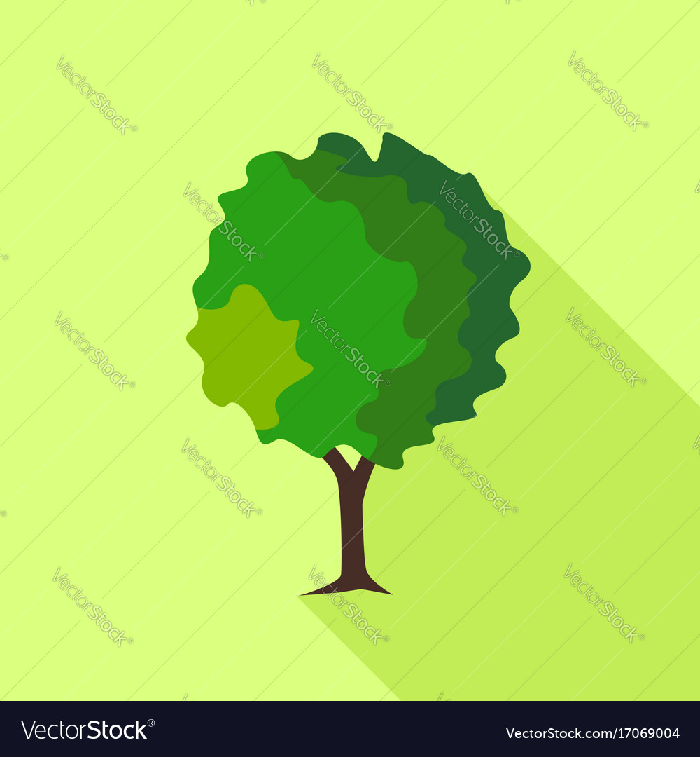 Round deciduous tree icon flat style Royalty Free Vector