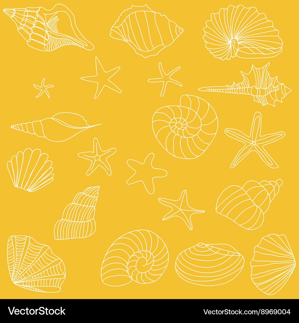 Seashells and starfish pattern Royalty Free Vector Image