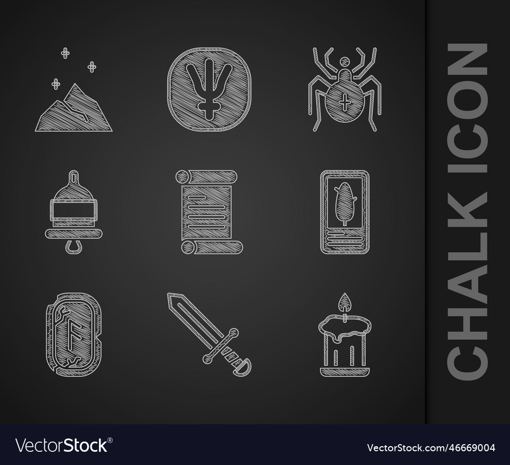 Set decree parchment scroll medieval sword vector image Set decree parchment scroll medieval sword