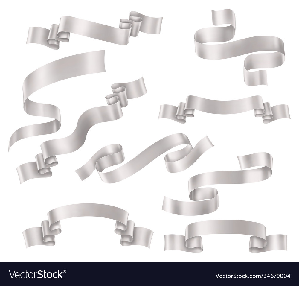 Set white ribbons Royalty Free Vector Image - VectorStock