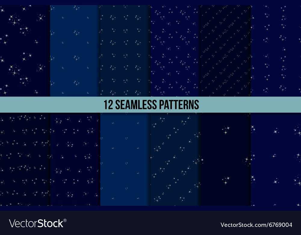 Starry sky seamless pattern set