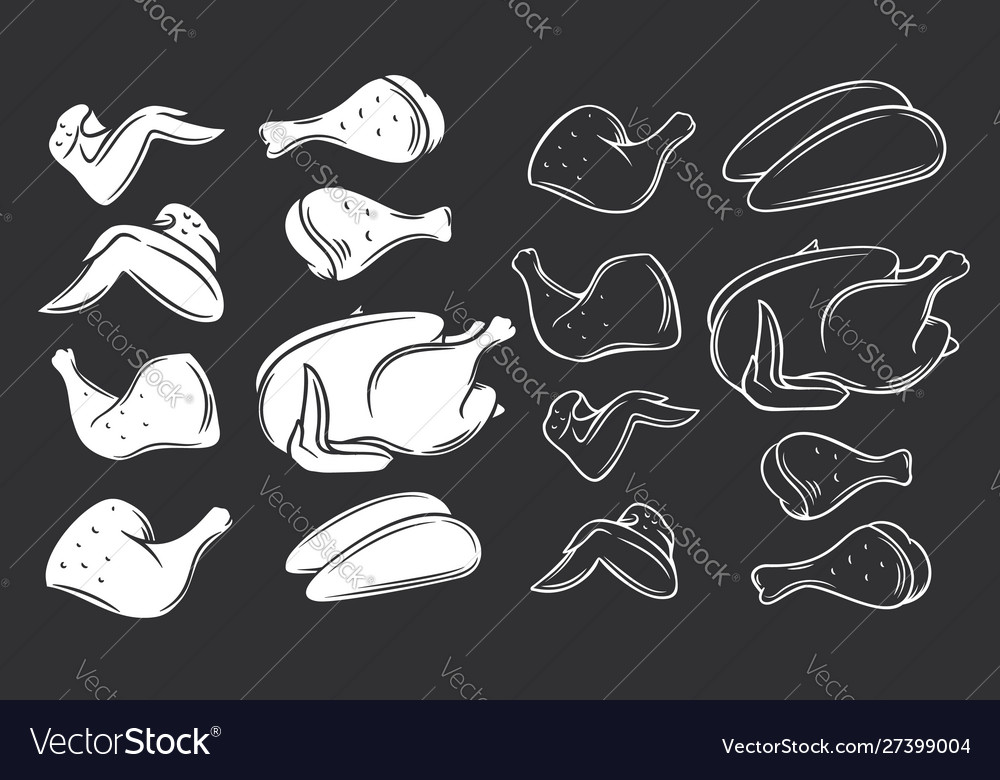 Whole chicken legs and wings Royalty Free Vector Image