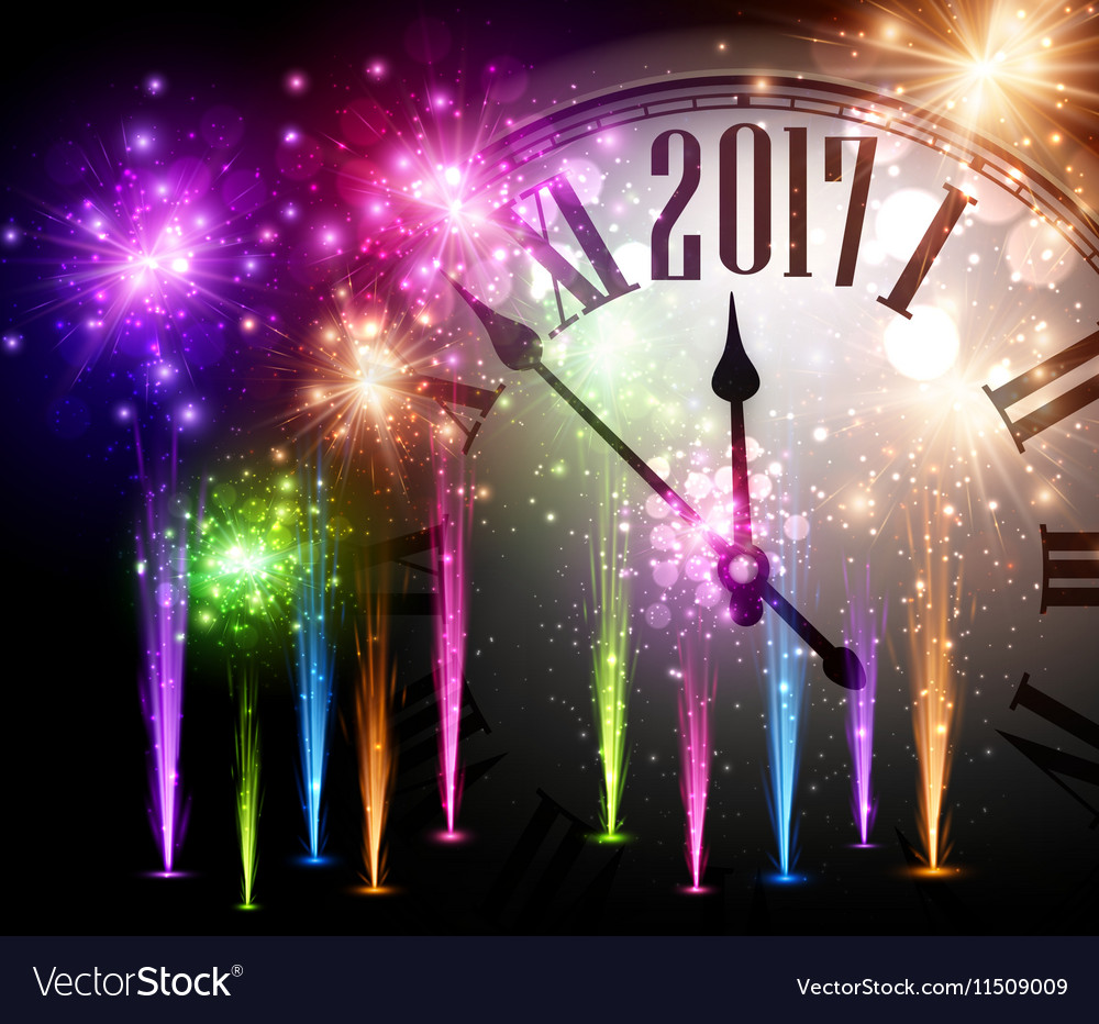 2017 new year background with clock