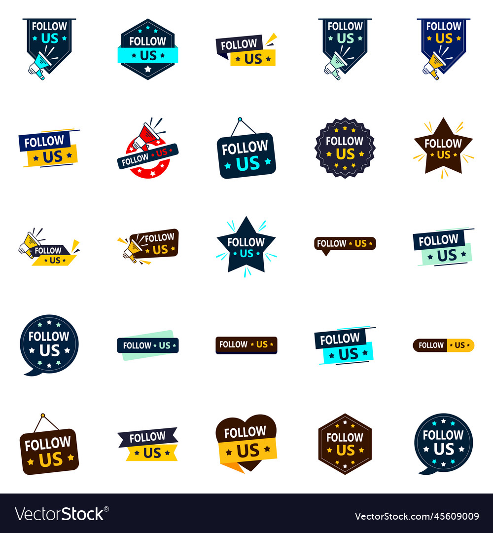 25 customizable follow us graphic elements