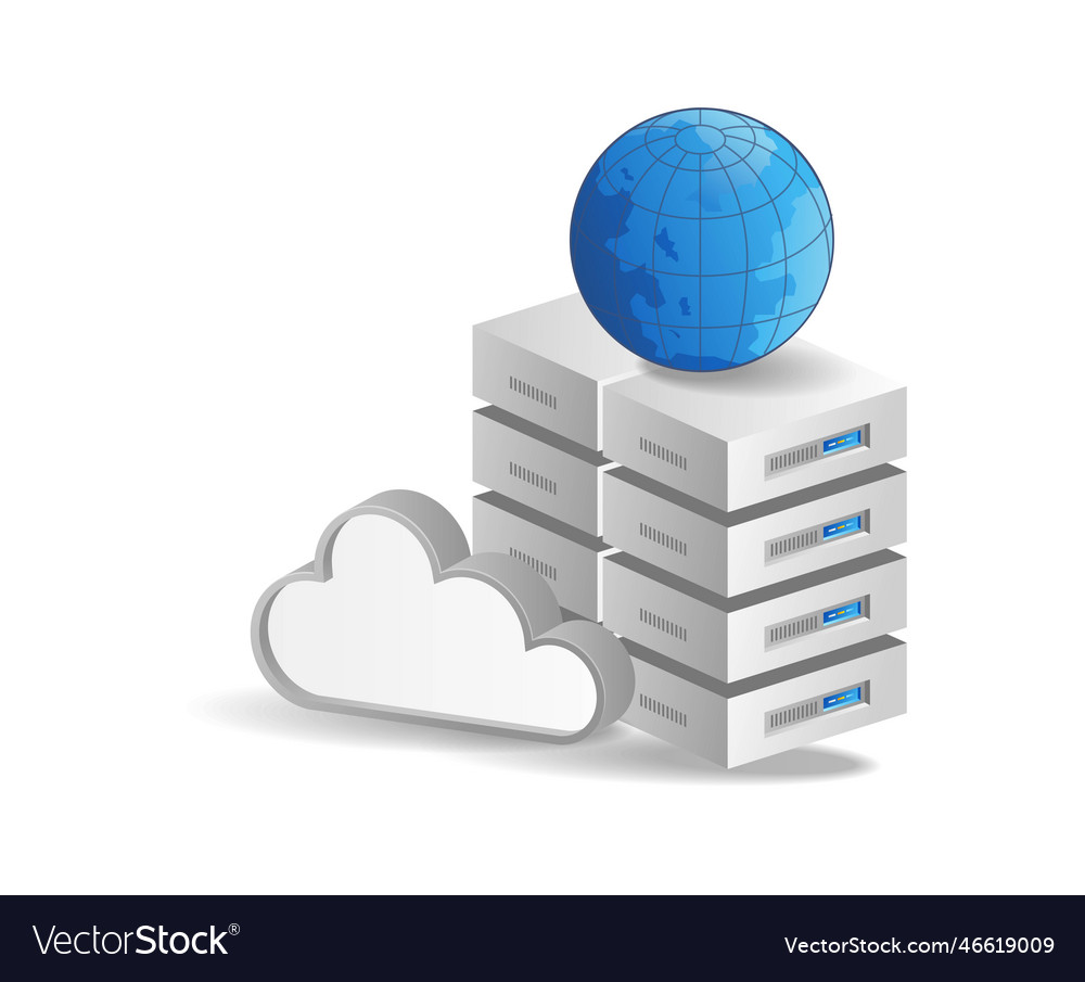 3d isometric concept of data server cloud