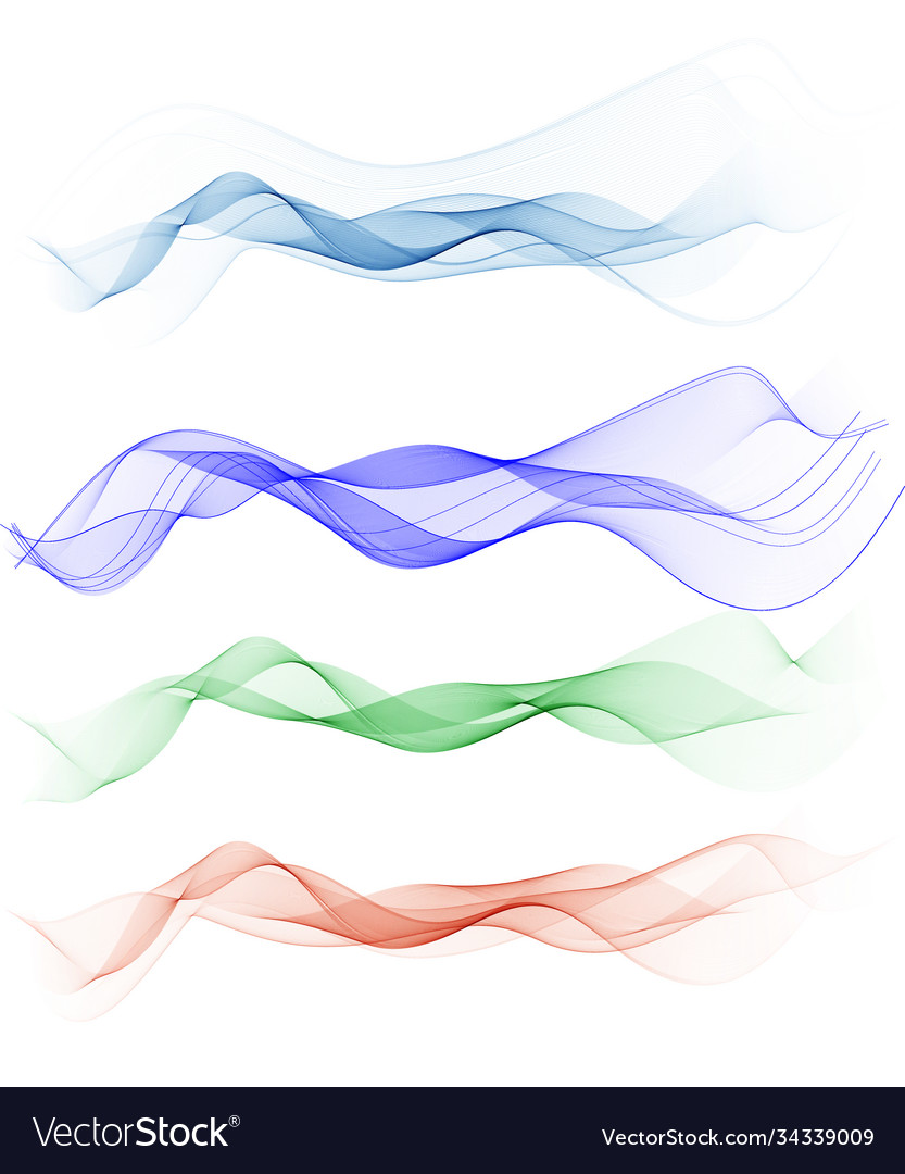 Abstract smooth color wave set vector image Abstract smooth color wave set