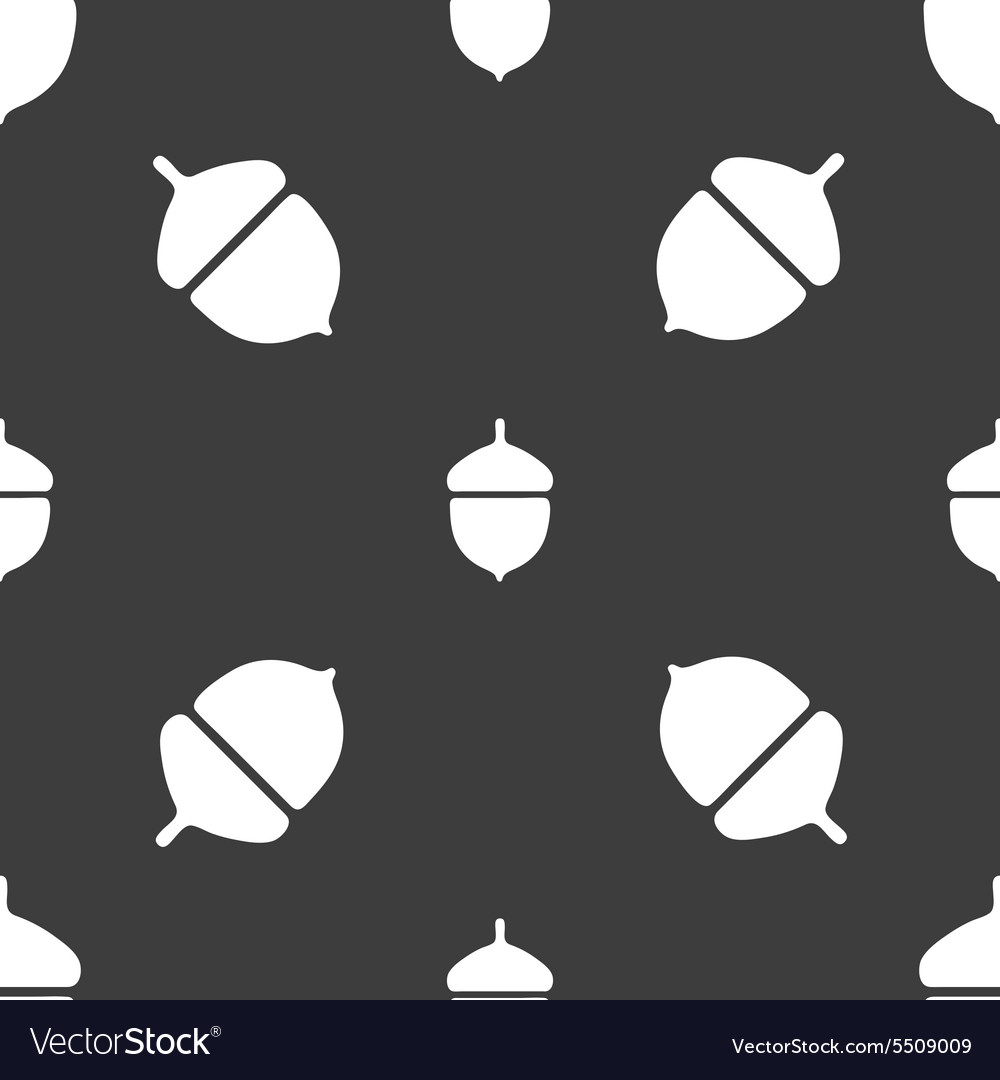 Acorn icon sign seamless pattern on a gray