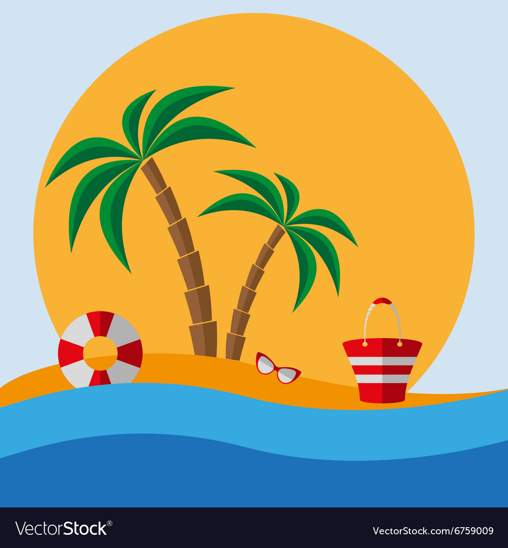 Beach Icon Set Royalty Free Vector Image VectorStock