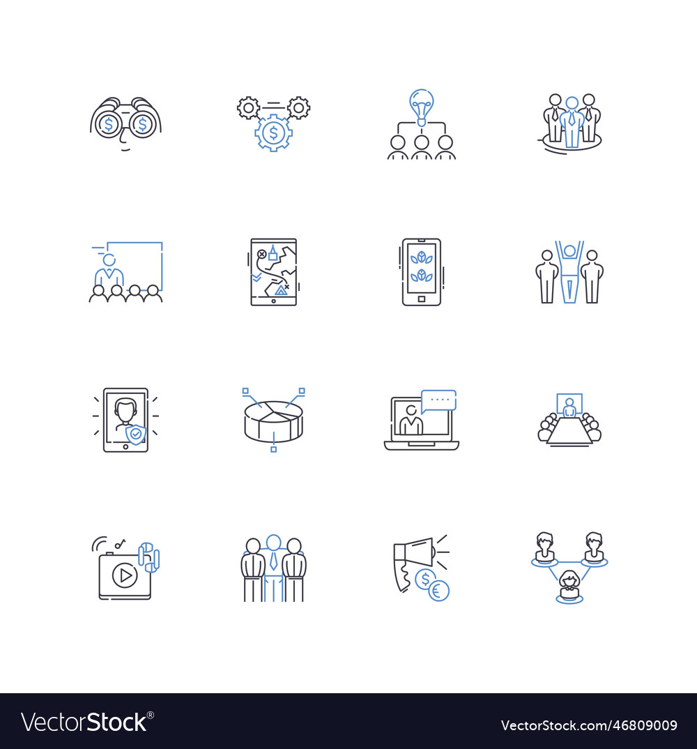 Behavioral health line icons collection anxiety vector image Behavioral health line icons collection anxiety