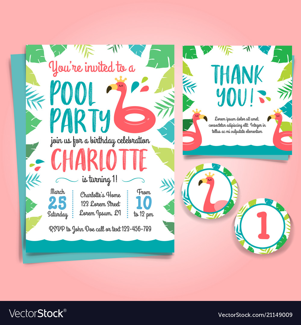 Art And Collectibles Digital Prints Summer Flamingo Pool Party Invitation Flamingo Birthday 7424