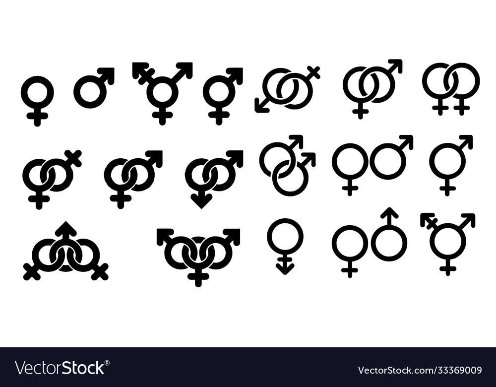 Gender male female and transgender symbols icon vector image Gender male female and transgender symbols icon