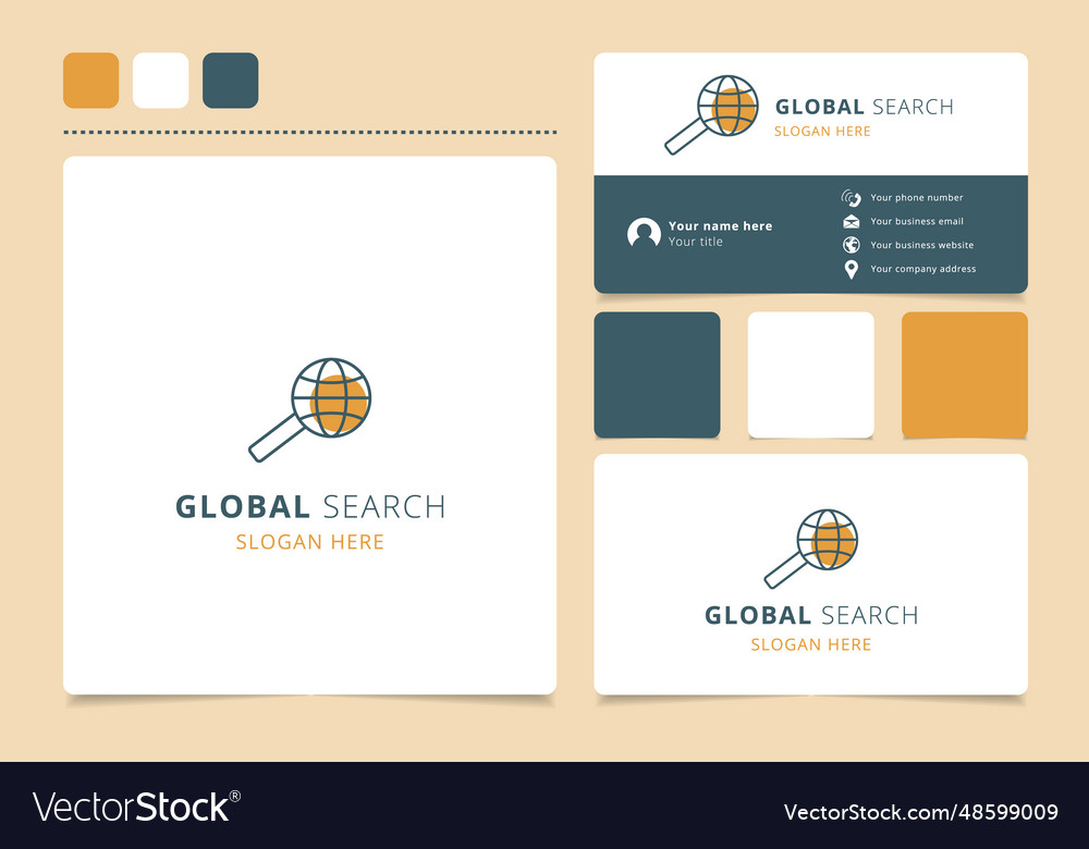 Global search logo design with editable slogan vector image Global search logo design with editable slogan