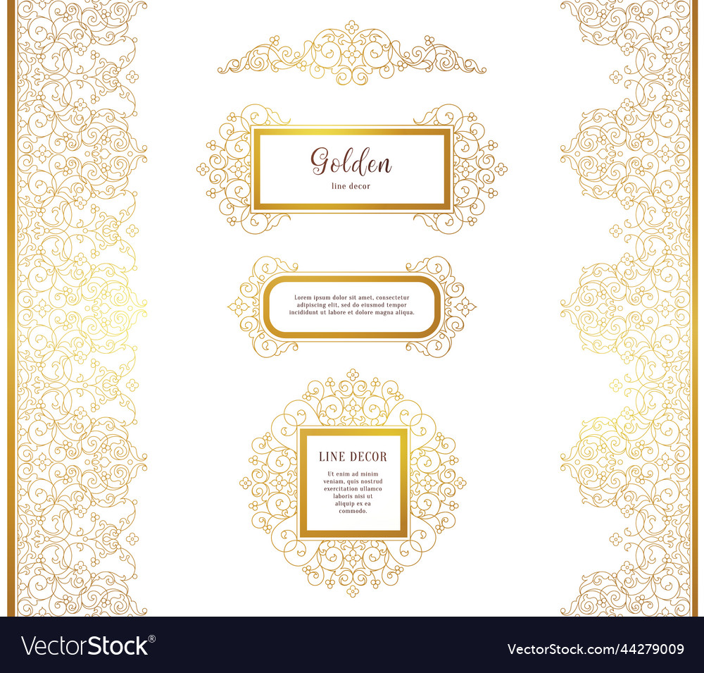 Golden border frames vignettes in eastern style