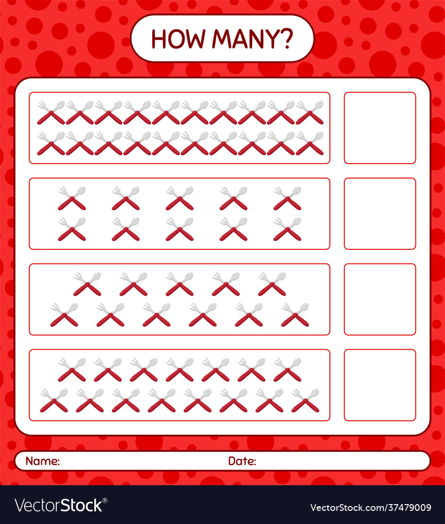 How many counting game with spoon and fork vector image How many counting game with spoon and fork