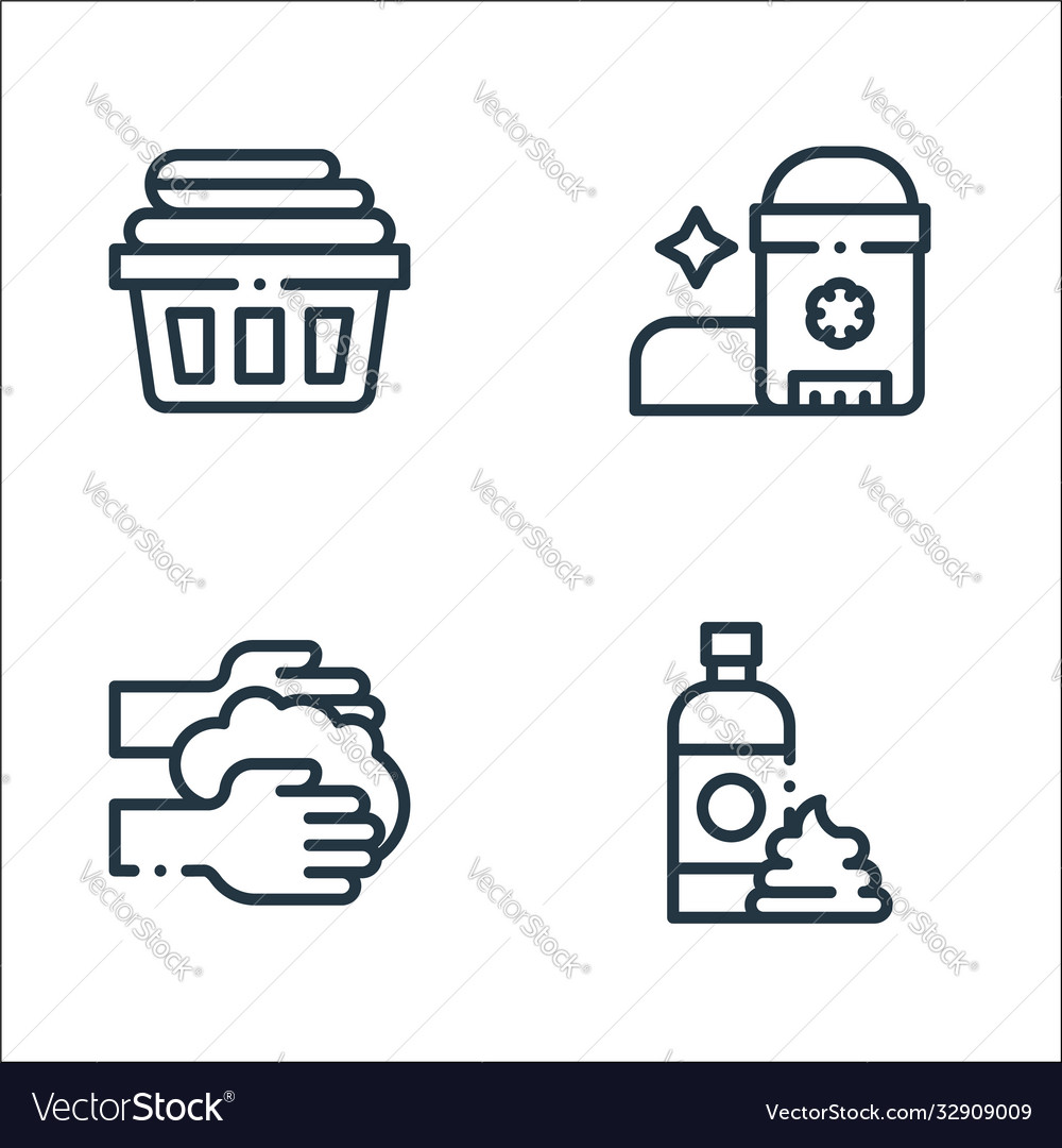 Hygiene routine line icons linear set quality vector image Hygiene routine line icons linear set quality