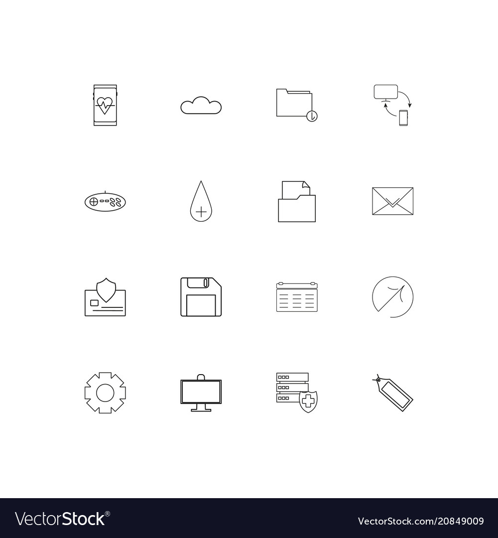 Internet technologies linear thin icons set