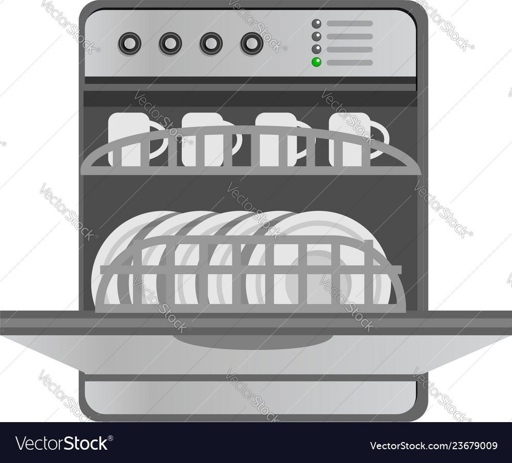 Kitchen dishwasher icon cartoon style Royalty Free Vector