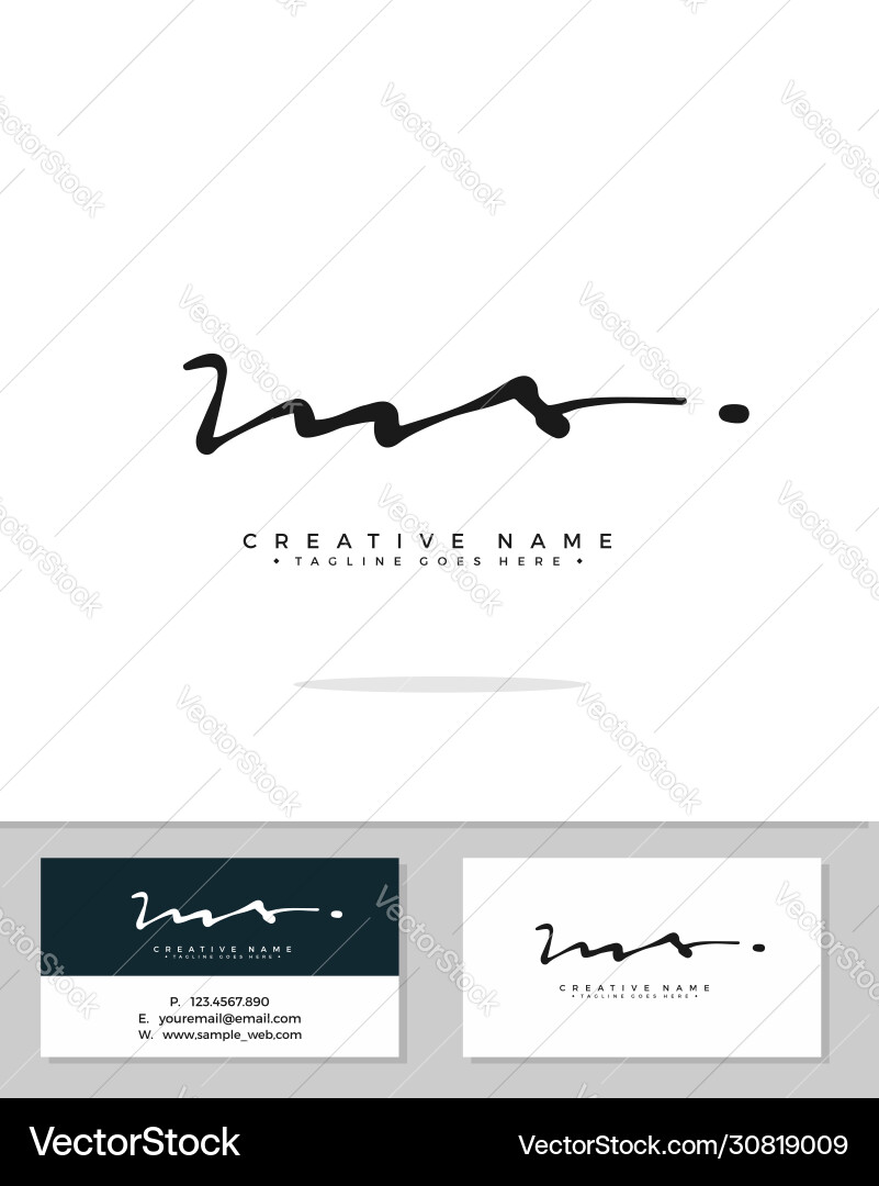 M s ms initial logo signature handwriting Vector Image