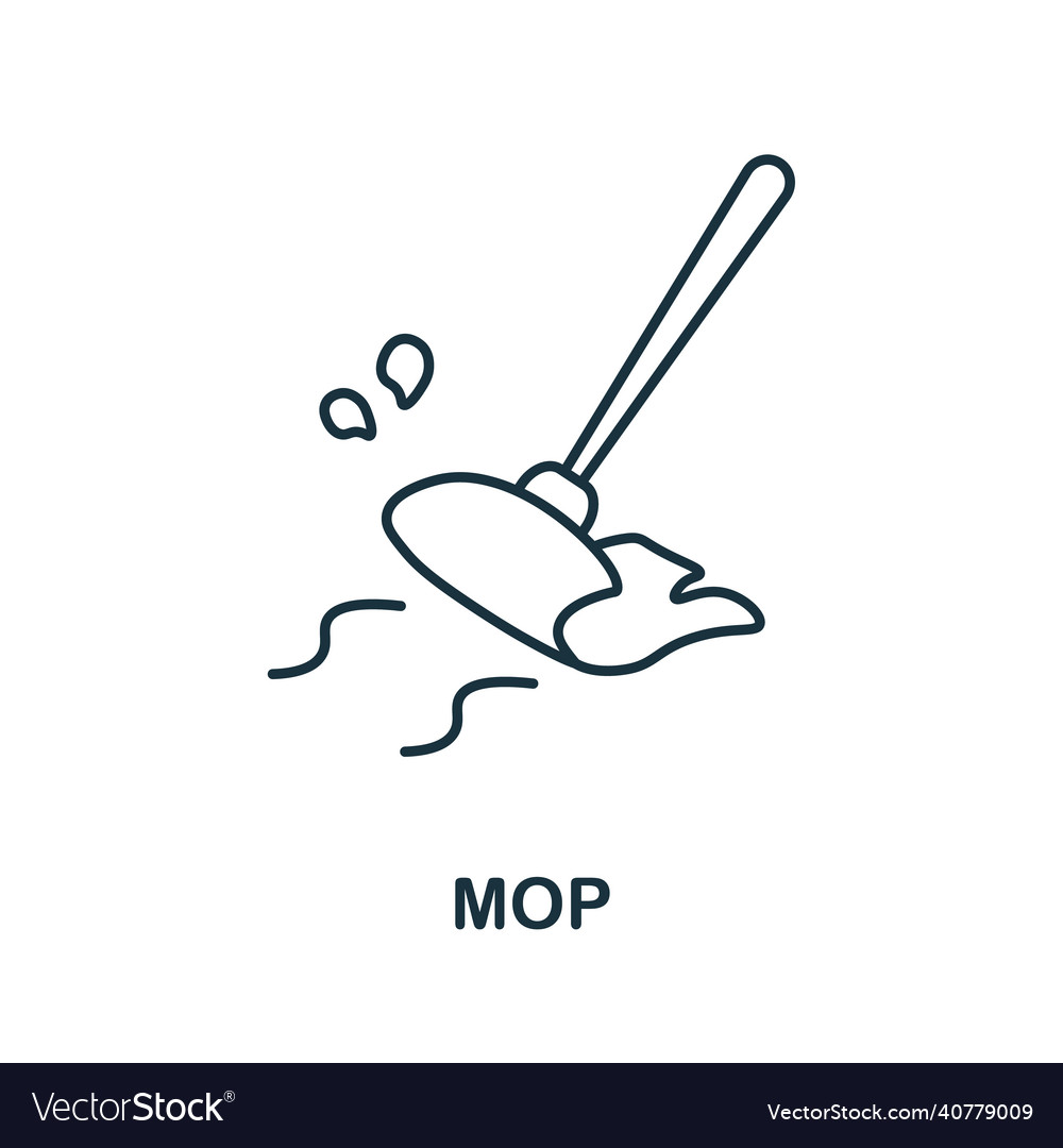 Mop icon line element from cleaning collection vector image Mop icon line element from cleaning collection