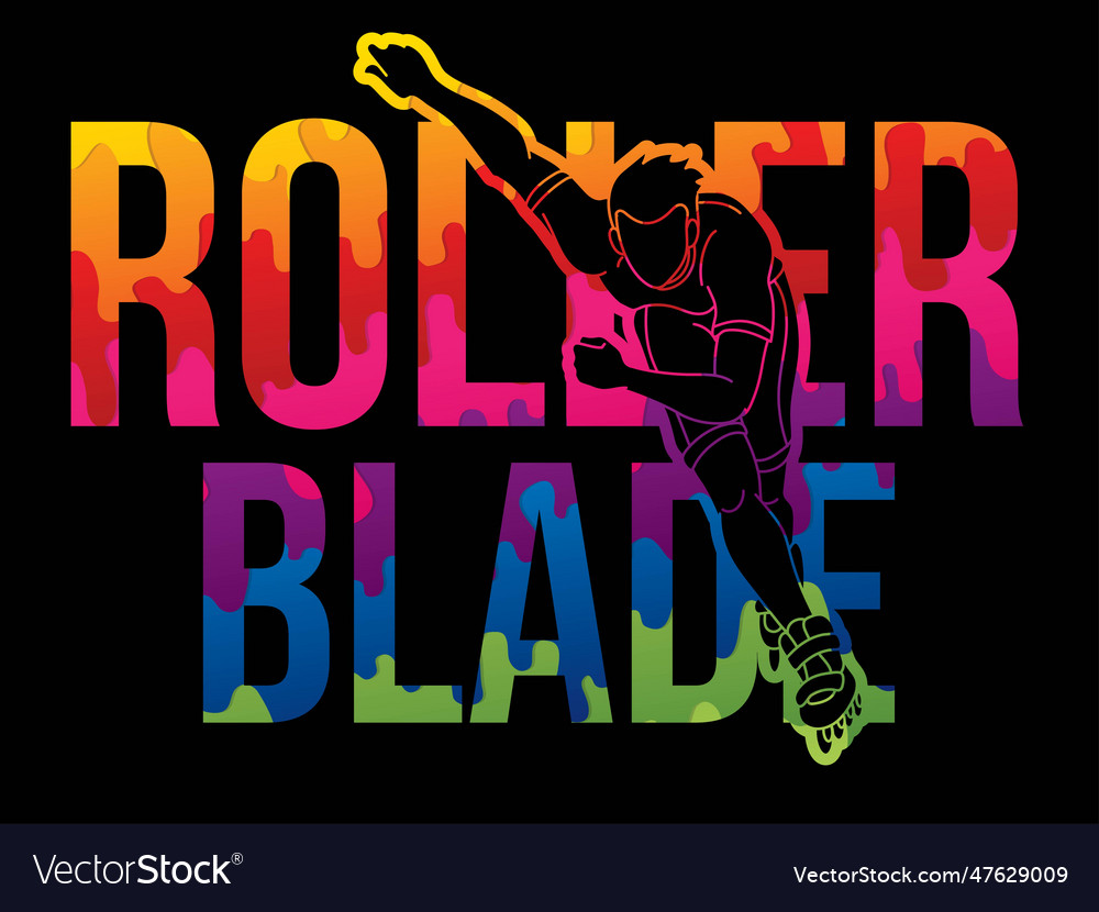 Rollerblade player with text vector image Rollerblade player with text